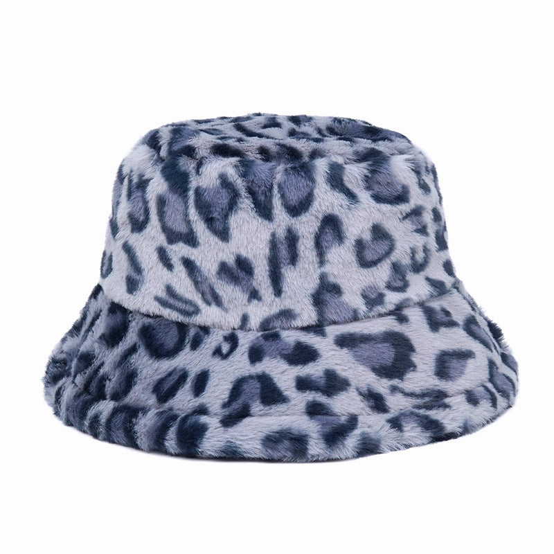Wholesale Leopard Print Plus Velvet Thickened Windproof Fisherman Hat