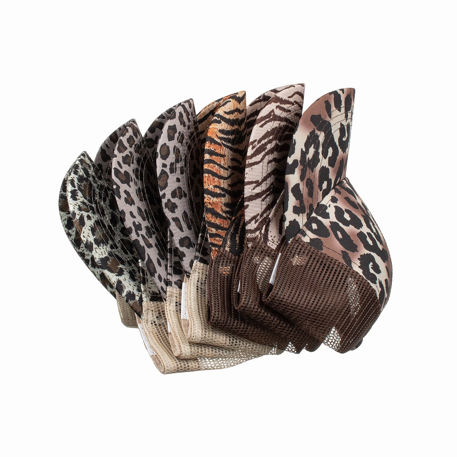 Wholesale Leopard Print Ponytail Mesh Baseball Cap