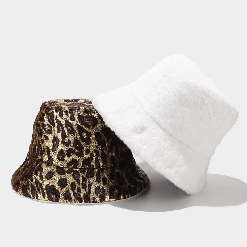 Wholesale Leopard Printed PU Leather Fisherman Hats
