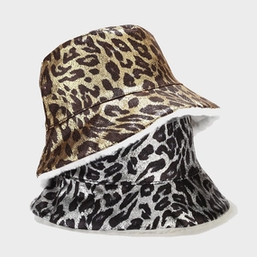 Wholesale Leopard Printed PU Leather Fisherman Hats