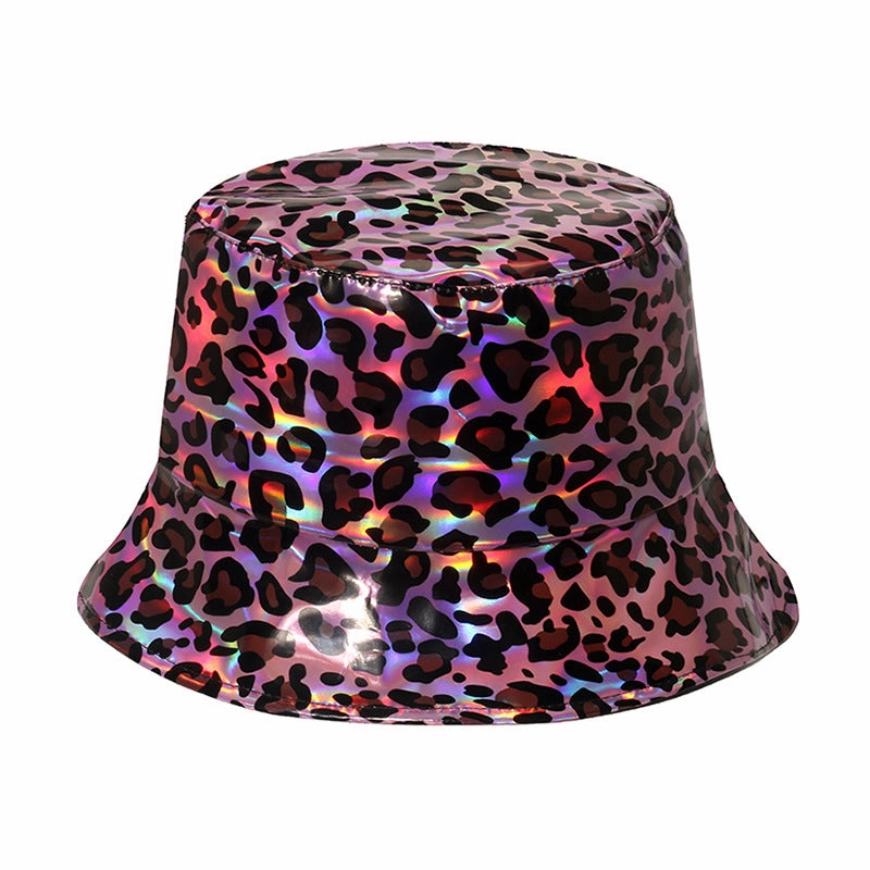 Wholesale Leopard Snake Pattern Patent Leather Bucket Hat