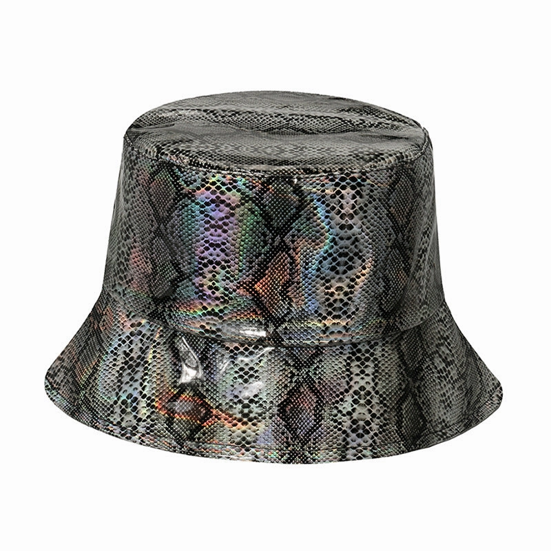 Wholesale Leopard Snake Pattern Patent Leather Bucket Hat
