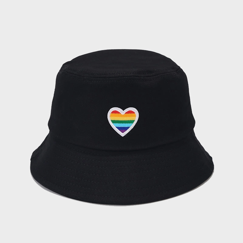 Wholesale LGBT Rainbow Heart Cotton Bucket Hat