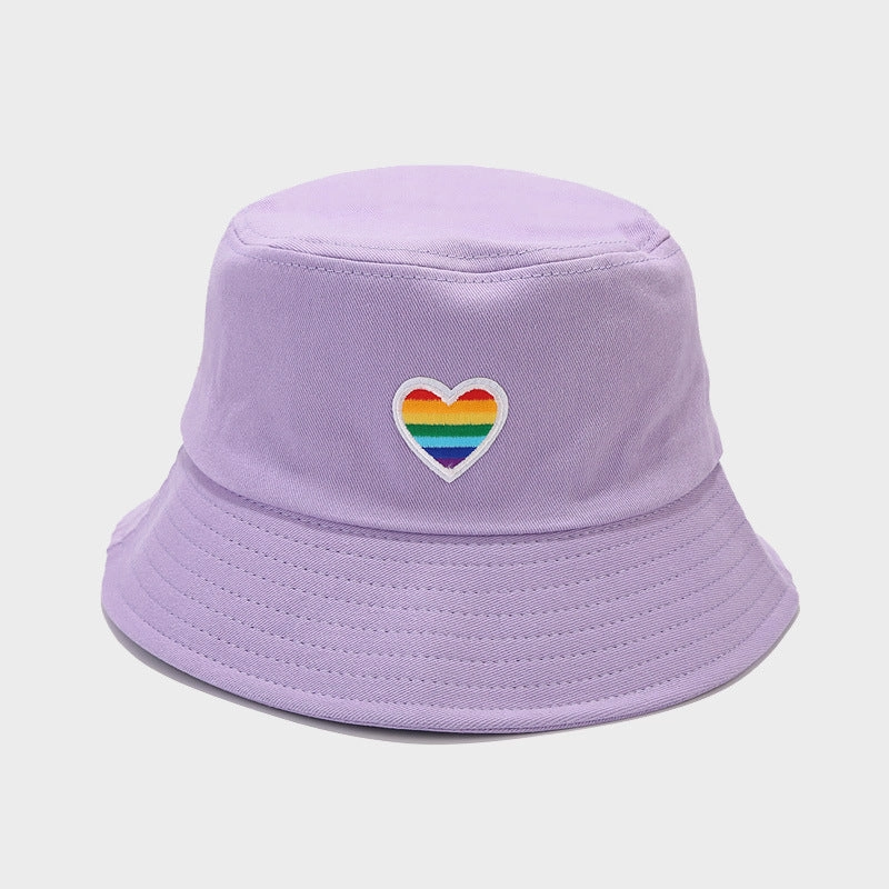 Wholesale LGBT Rainbow Heart Cotton Bucket Hat