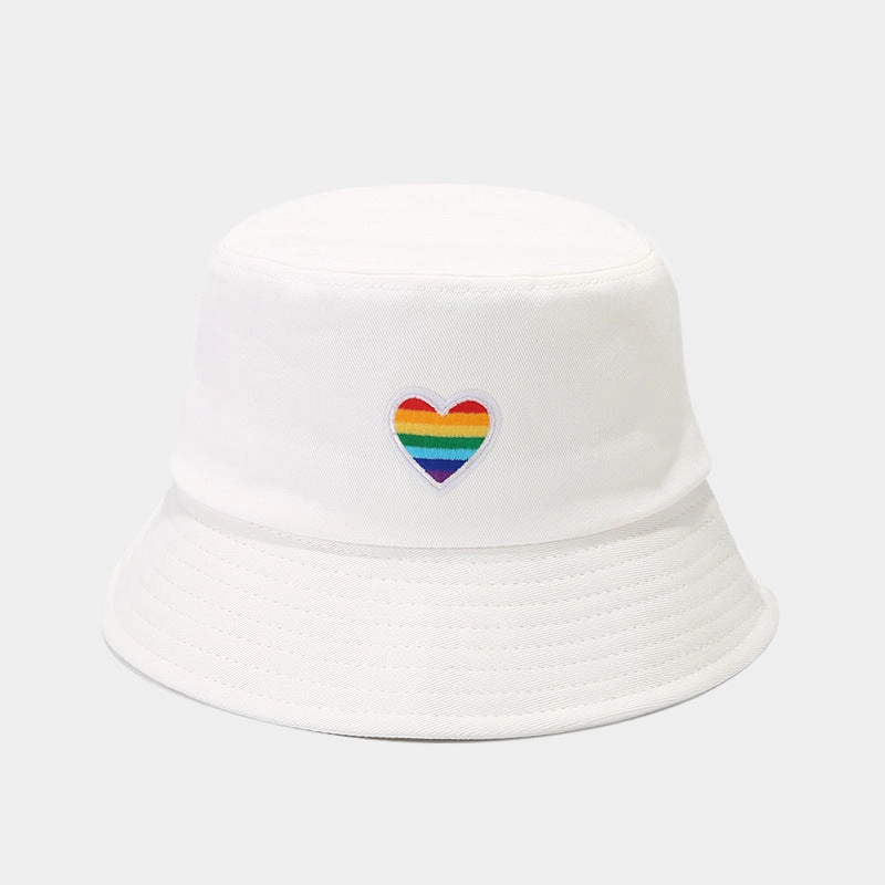 Wholesale LGBT Rainbow Heart Cotton Bucket Hat