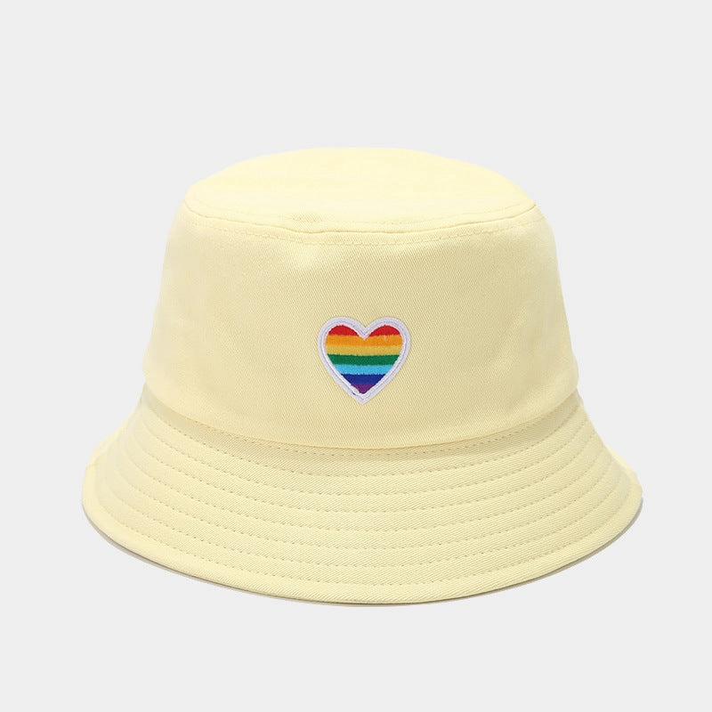 Wholesale LGBT Rainbow Heart Cotton Bucket Hat