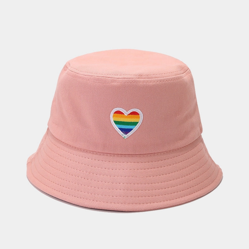 Wholesale LGBT Rainbow Heart Cotton Bucket Hat