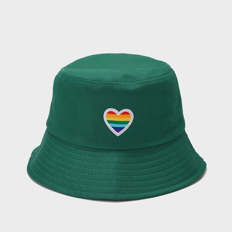 Wholesale LGBT Rainbow Heart Cotton Bucket Hat