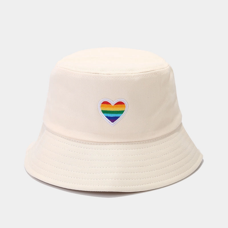 Wholesale LGBT Rainbow Heart Cotton Bucket Hat