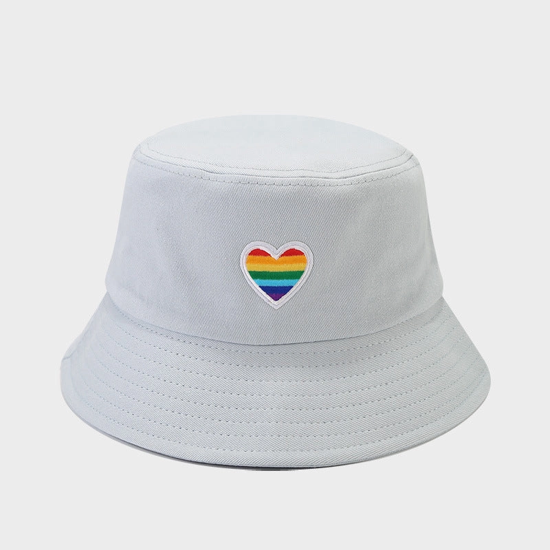 Wholesale LGBT Rainbow Heart Cotton Bucket Hat