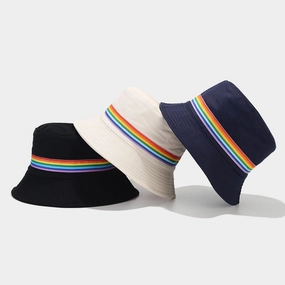 Wholesale LGBT Rainbow Stripe Cotton Bucket Hat