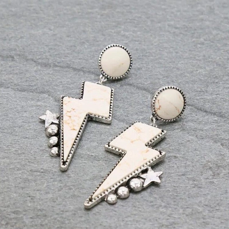 Wholesale Lightning Strike Lightning Turquoise Alloy Earrings