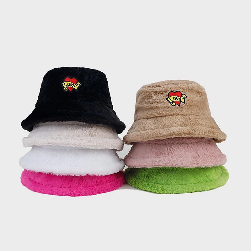Wholesale Love Letters Bucket Hat Plush Hat