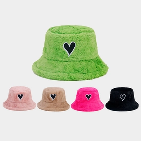 Wholesale Love Patch Bucket Hat Plush Hat