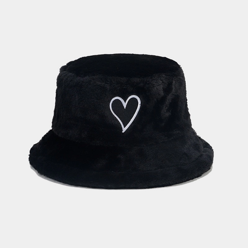 Wholesale Love Patch Bucket Hat Plush Hat