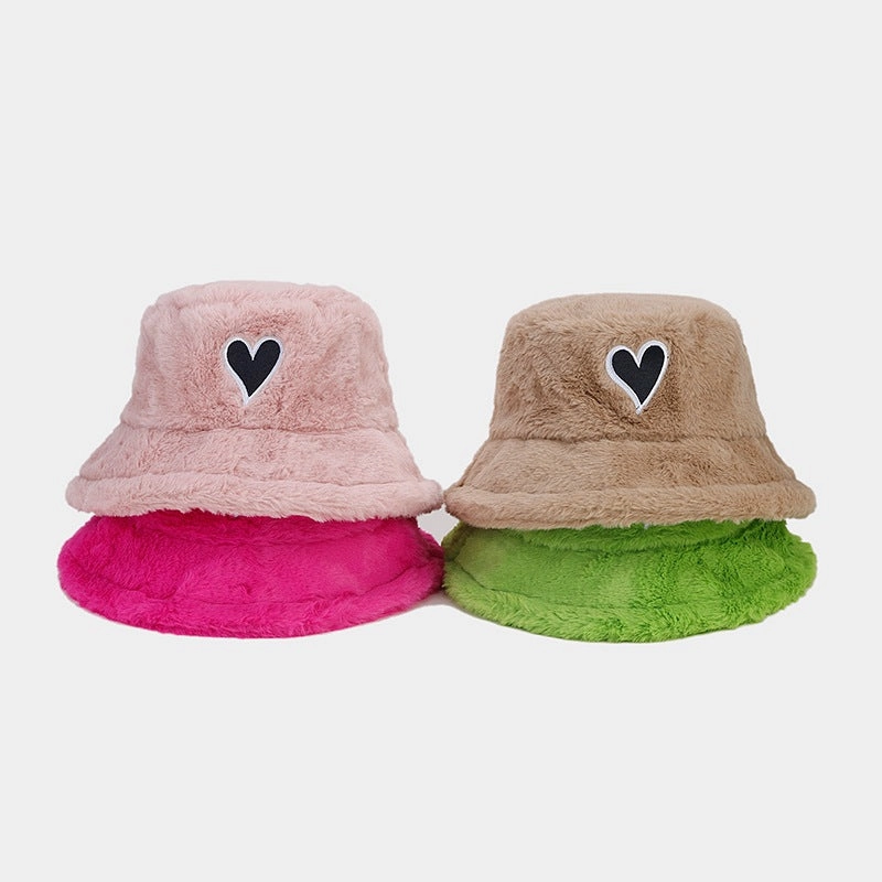 Wholesale Love Patch Bucket Hat Plush Hat