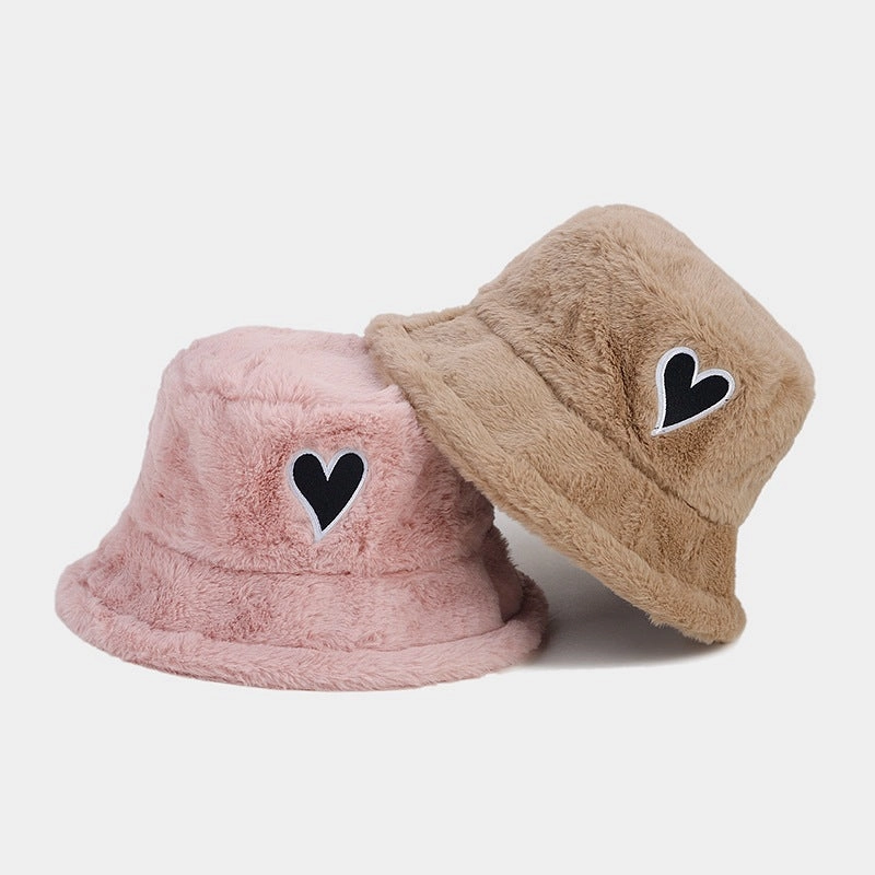 Wholesale Love Patch Bucket Hat Plush Hat