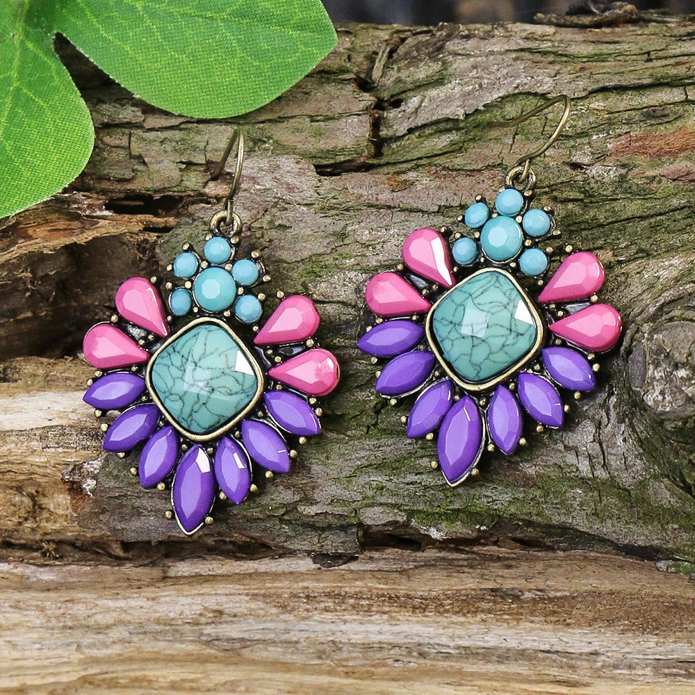 Wholesale Luxury Colorful Sherlock Water Drop Alloy Earrings