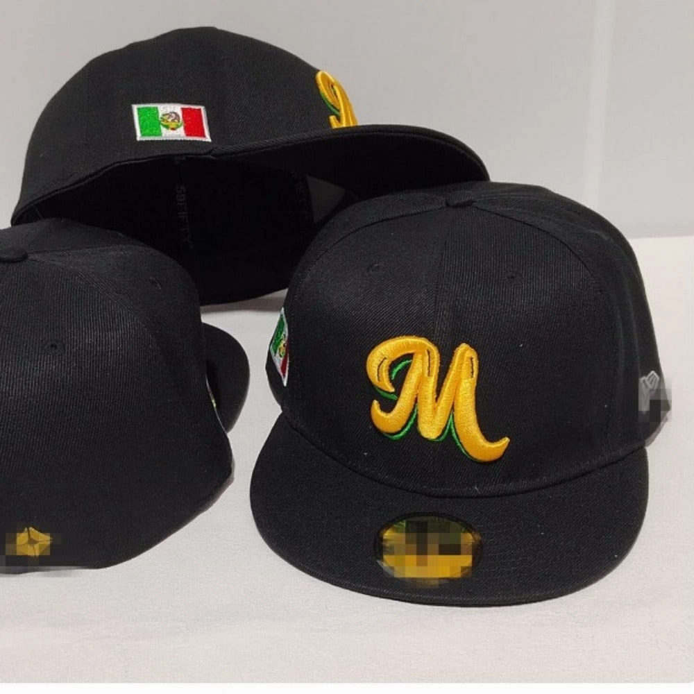 Wholesale M Embroidery Fully Enclosed Letters Non-adjustable Baseball Cap