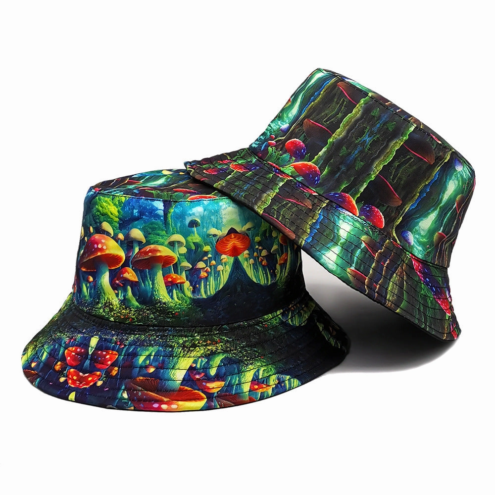 Wholesale Magic Mushroom Pattern Double-sided Printed Outdoor Bucket Hat