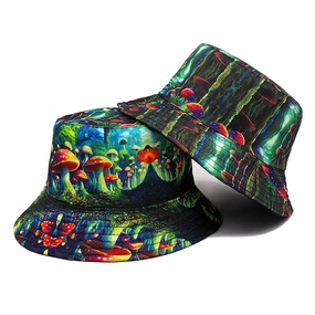 Wholesale Magic Mushroom Pattern Double-sided Printed Outdoor Bucket Hat