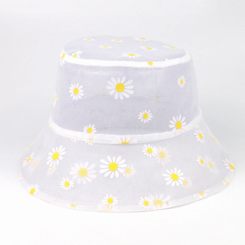 Wholesale Mesh Daisy Print Lace Polyester Bucket Hat
