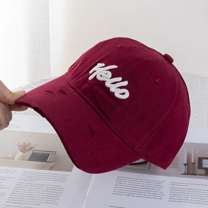Wholesale Mint Green Hole Embroidered Letters Baseball Hat Wide Brimmed Face Small Soft Top Dopamine Cap Sunshade