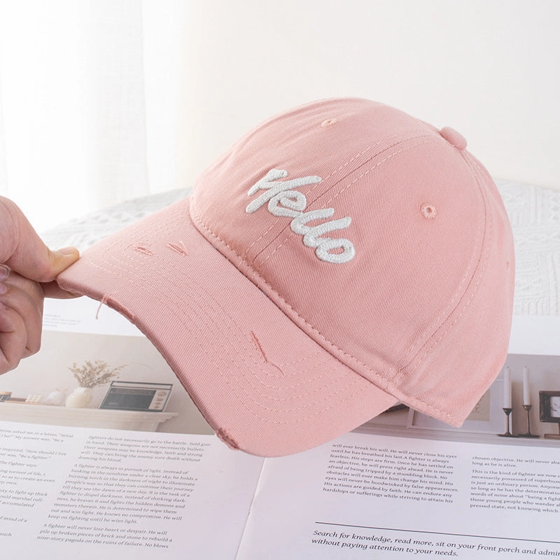 Wholesale Mint Green Hole Embroidered Letters Baseball Hat Wide Brimmed Face Small Soft Top Dopamine Cap Sunshade
