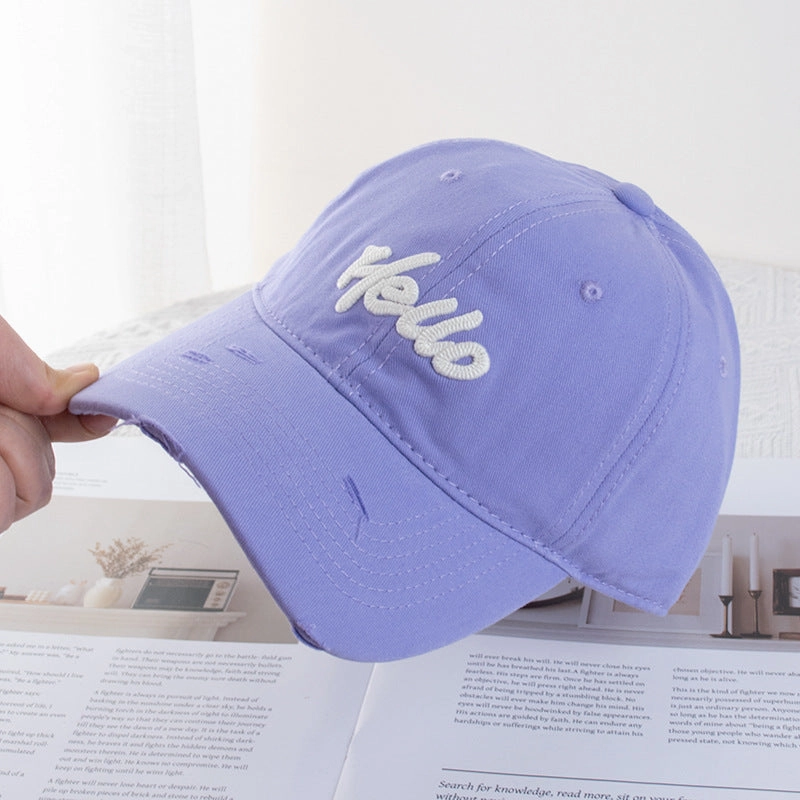Wholesale Mint Green Hole Embroidered Letters Baseball Hat Wide Brimmed Face Small Soft Top Dopamine Cap Sunshade