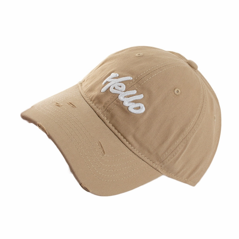 Wholesale Mint Green Hole Embroidered Letters Baseball Hat Wide Brimmed Face Small Soft Top Dopamine Cap Sunshade