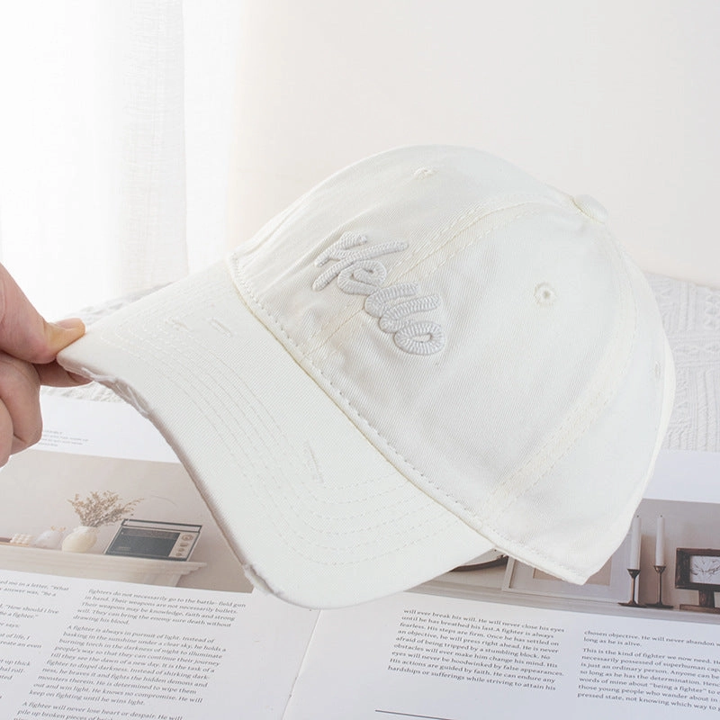 Wholesale Mint Green Hole Embroidered Letters Baseball Hat Wide Brimmed Face Small Soft Top Dopamine Cap Sunshade