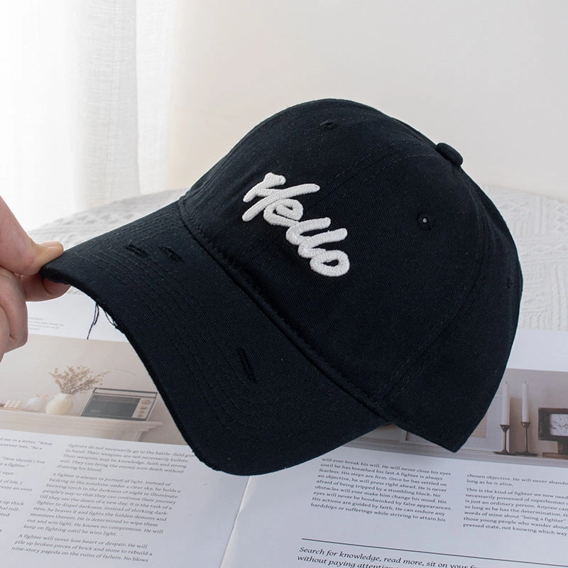 Wholesale Mint Green Hole Embroidered Letters Baseball Hat Wide Brimmed Face Small Soft Top Dopamine Cap Sunshade