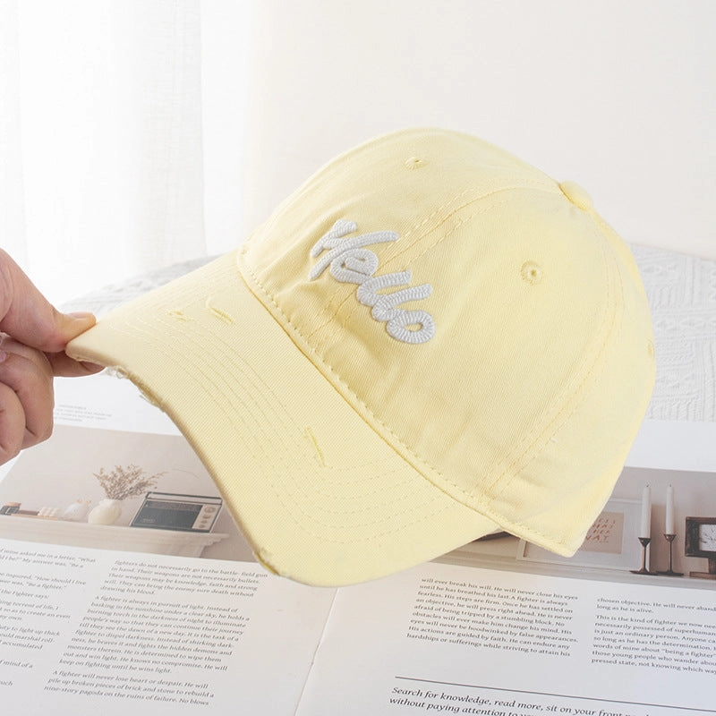 Wholesale Mint Green Hole Embroidered Letters Baseball Hat Wide Brimmed Face Small Soft Top Dopamine Cap Sunshade