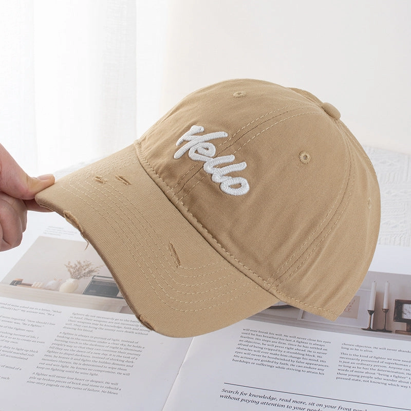 Wholesale Mint Green Hole Embroidered Letters Baseball Hat Wide Brimmed Face Small Soft Top Dopamine Cap Sunshade