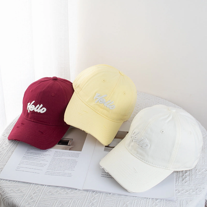 Wholesale Mint Green Hole Embroidered Letters Baseball Hat Wide Brimmed Face Small Soft Top Dopamine Cap Sunshade