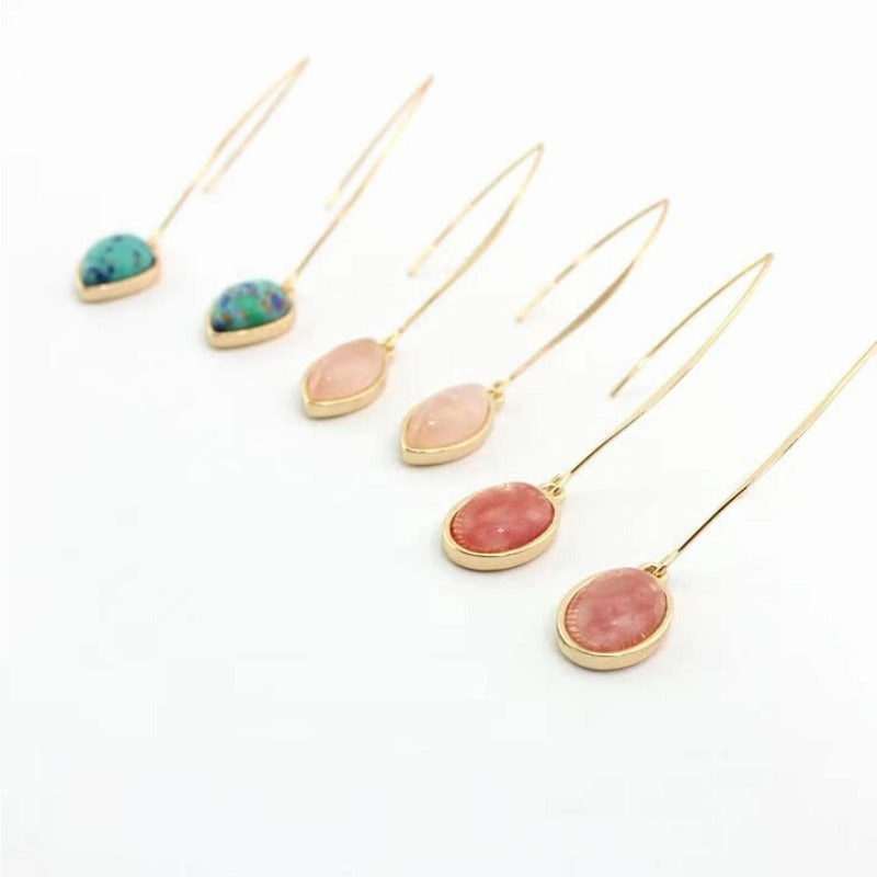 Wholesale Natural Stone Inlaid Drop Earrings