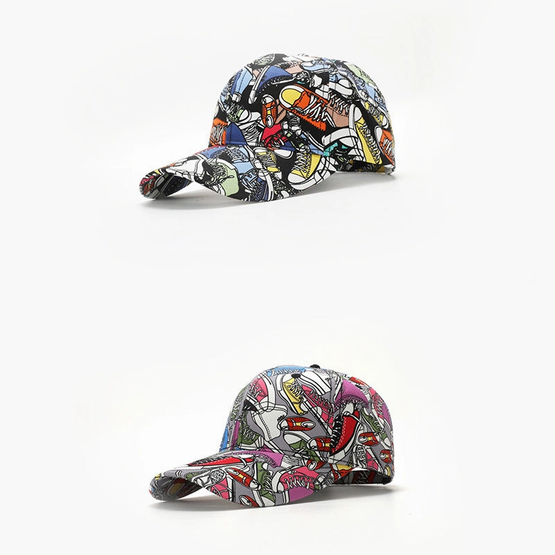 Wholesale New Graffiti Lettering Print Hard Top Big Head Around The Face Small Hat Baseball Cap