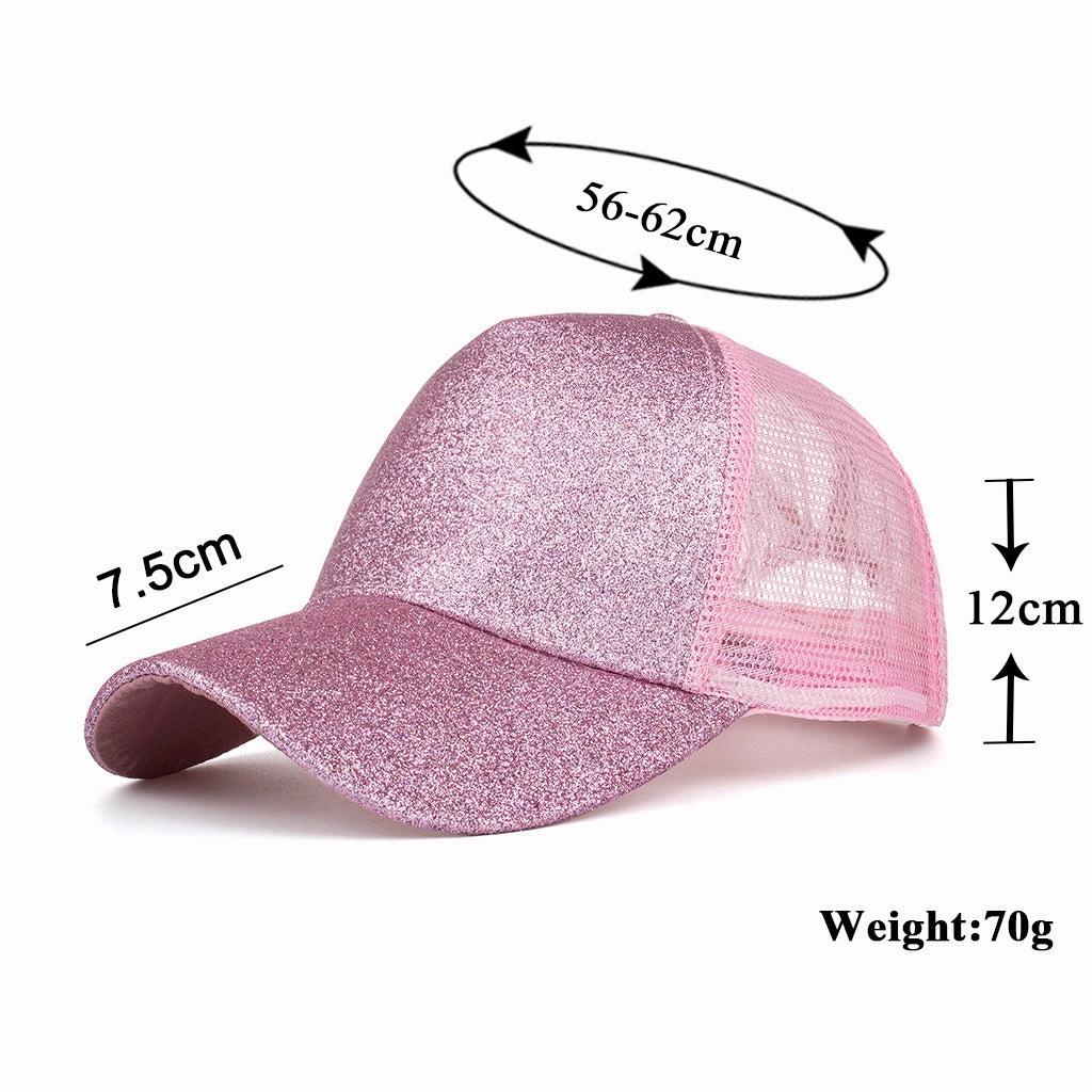 Wholesale new multi-color bright pink ponytail baseball cap ponytail net cap