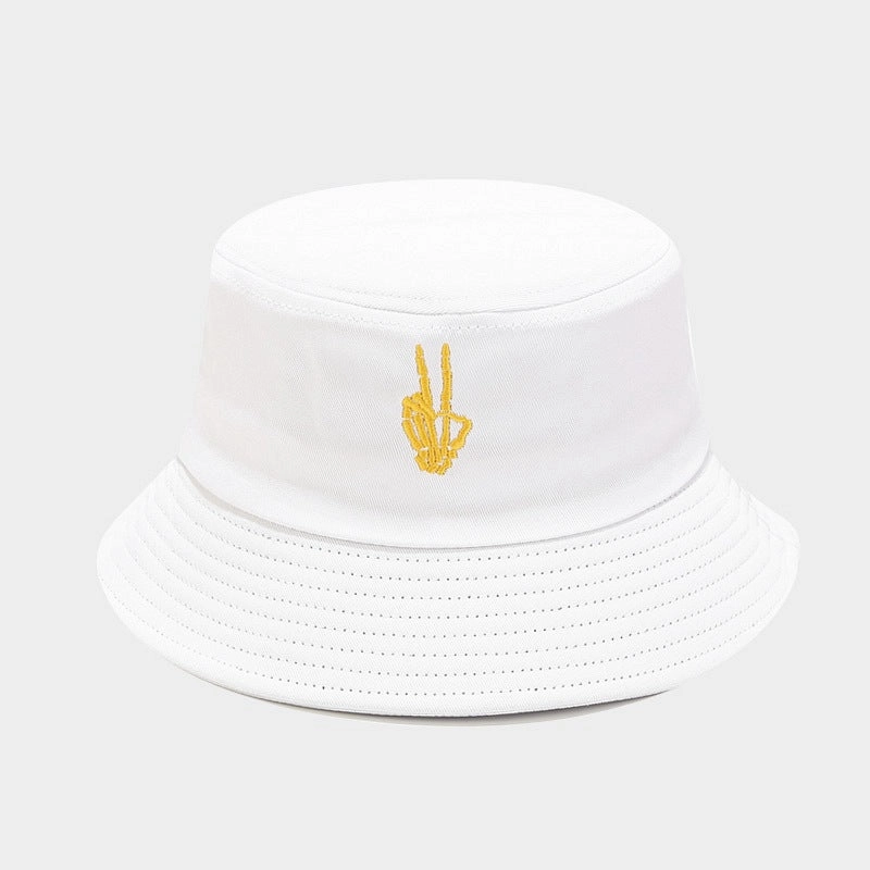 Wholesale New Skull Finger Embroidered Cotton Bucket Hat