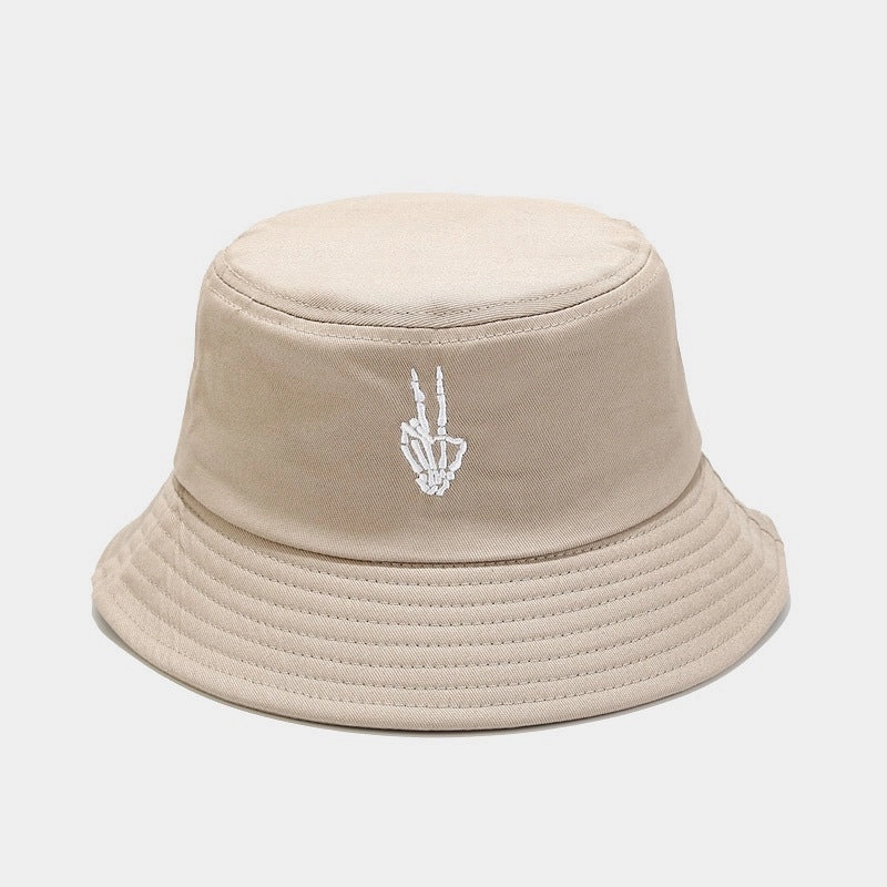 Wholesale New Skull Finger Embroidered Cotton Bucket Hat