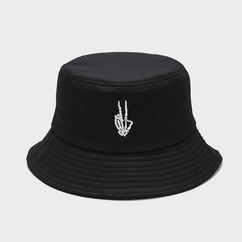 Wholesale New Skull Finger Embroidered Cotton Bucket Hat