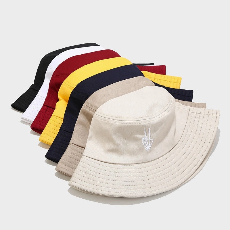 Wholesale New Skull Finger Embroidered Cotton Bucket Hat