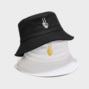 Wholesale New Skull Finger Embroidered Cotton Bucket Hat