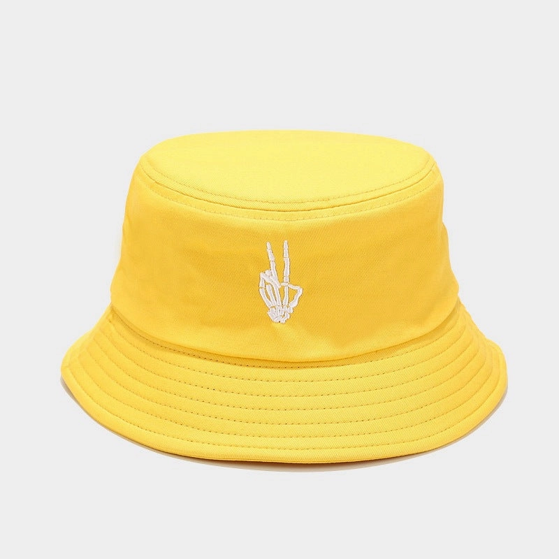 Wholesale New Skull Finger Embroidered Cotton Bucket Hat