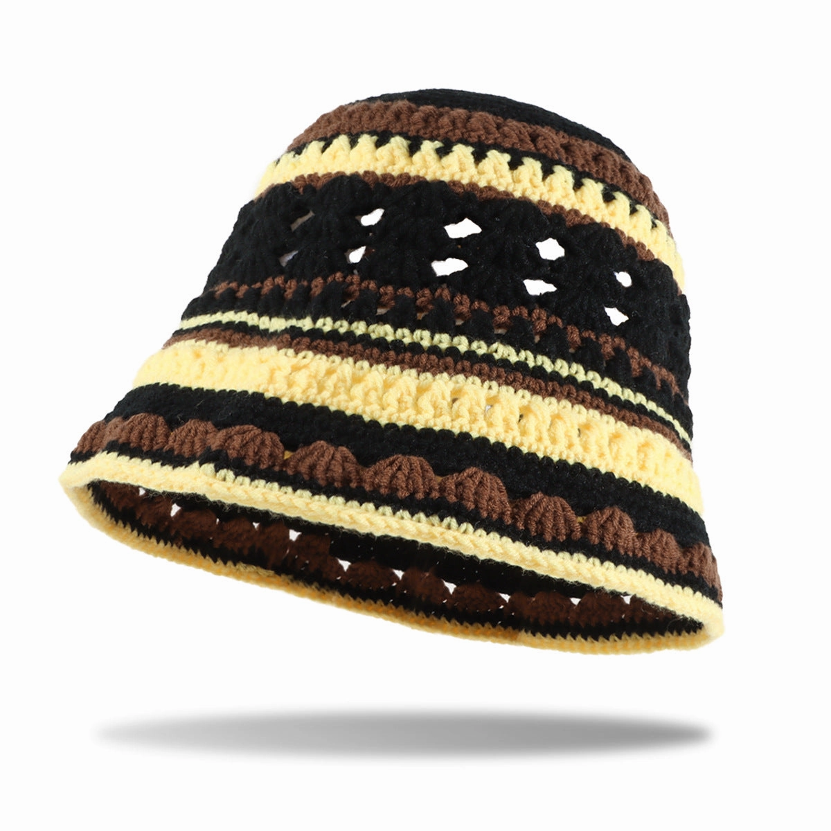 Wholesale New Striped Hand-woven Hollow Milk Cotton Bucket Hat