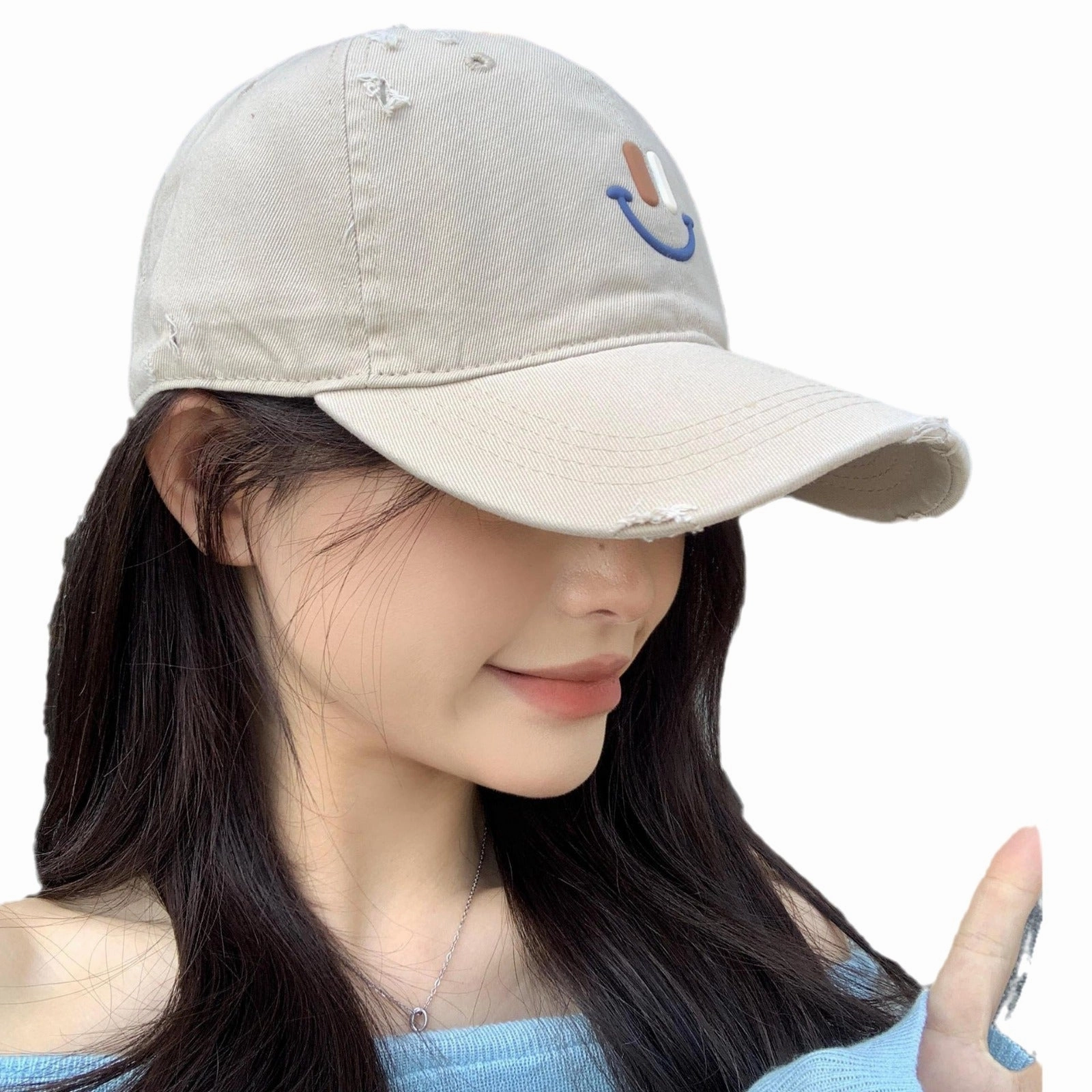 Wholesale New Style Smiley Face Embroidery Sun Visor Casual Baseball Cap
