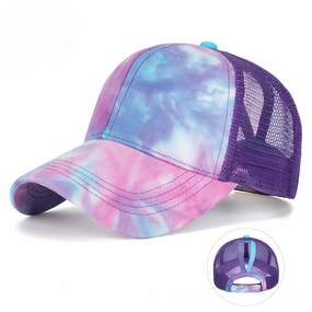 Wholesale New Tie Dye Ponytail Mesh Baseball Cap