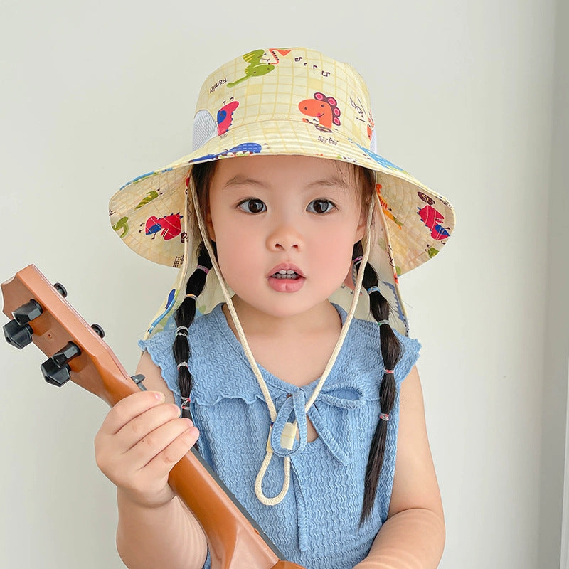 Wholesale of Cotton Cartoon Dinosaur Children Fisherman Hats