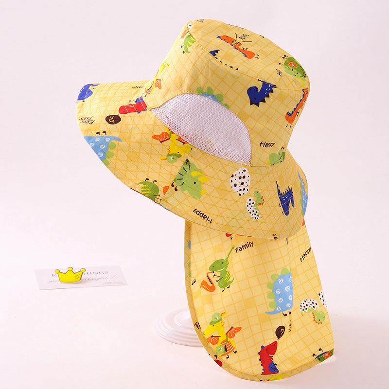 Wholesale of Cotton Cartoon Dinosaur Children Fisherman Hats