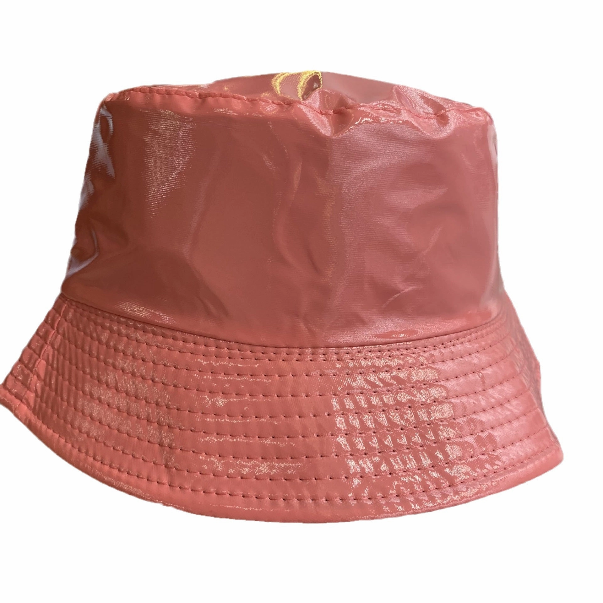 Wholesale of Solid Color Patent Leather with Polyester Fisherman Hats on Both Sides